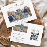 QR Code Modernes Foto Save the Date 4 Elegant<br><div class="desc">Moderner und eleganter Landschaft Horizontal Vier (4) Foto QR Code Save the Date Hochzeitsmagnet mit handgeschriebener Schrift Typografie. Der Save the Date einladende Magnet beinhaltet Skripttypografie und schick und schlichtes Design,  mit dem Sie Ihre individuelle Verlobung Fotografie hinzufügen können.</div>