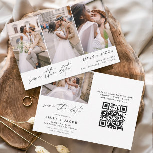 QR Code Modernes Foto Save the Date 4 Elegant
