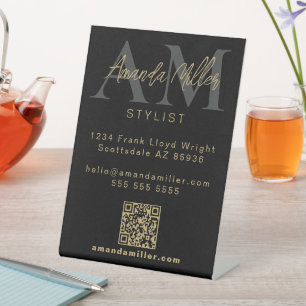 QR-Code Modernes Minimalistisches Monogramm Downlo Sockelschild