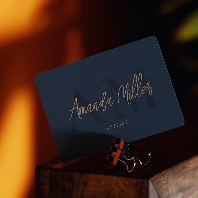 QR-Code Modernes Minimalistisches Monogramm Dunkel Visitenkarte (Von Creator hochgeladen)