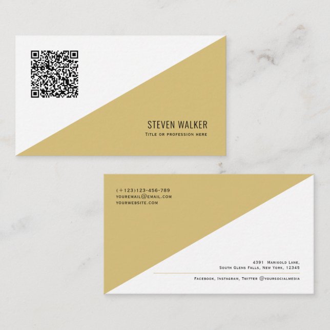 QR-Code Modernes, Minimalistisches, sauberes Beruf Visitenkarte (Vorne/Hinten)