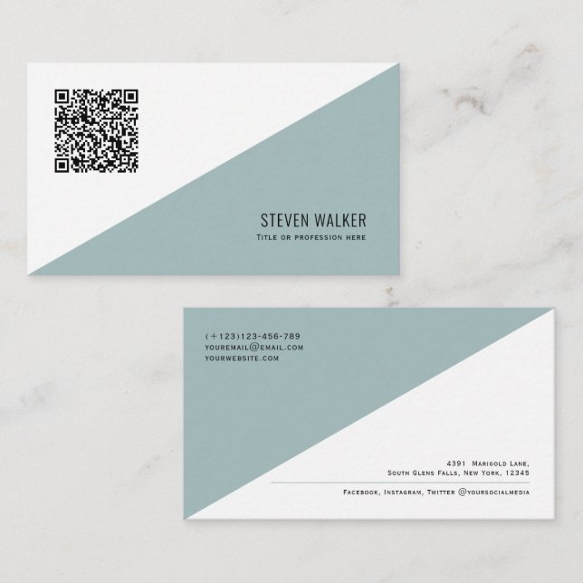 QR-Code Modernes, Minimalistisches, sauberes Beruf Visitenkarte (Vorne/Hinten)