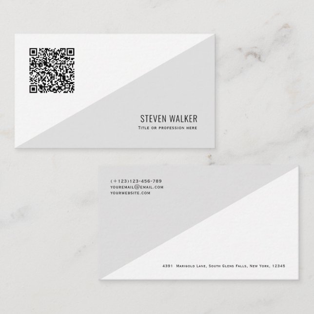 QR-Code Modernes, Minimalistisches, sauberes Beruf Visitenkarte (Vorne/Hinten)