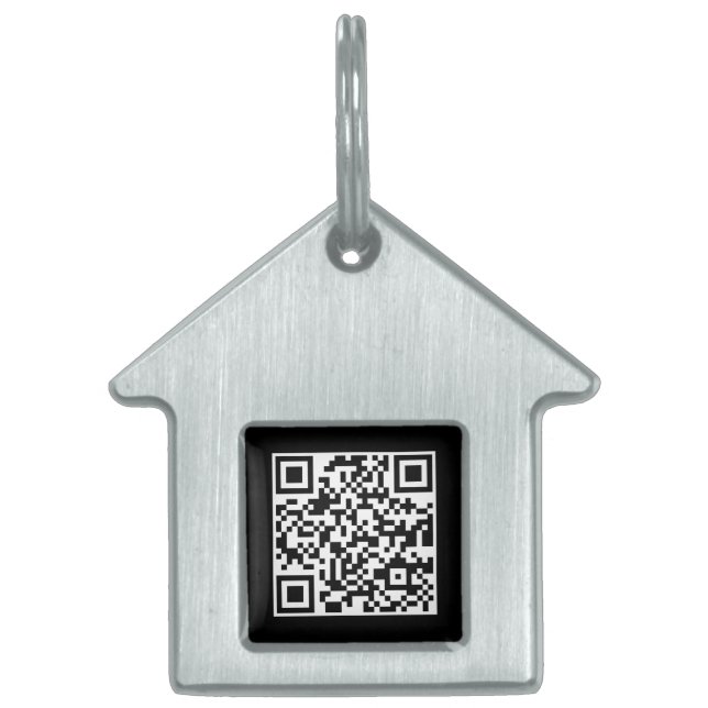 QR-Code | Modernes Schwarz, wenn Scannable verlore Tiermarke (Vorderseite)