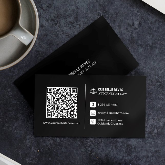 QR-Code Modernes Schwarzes Logo Beruflich Visitenkarte (Make an impact with these professional business cards, showcasing your brand and credibility.)