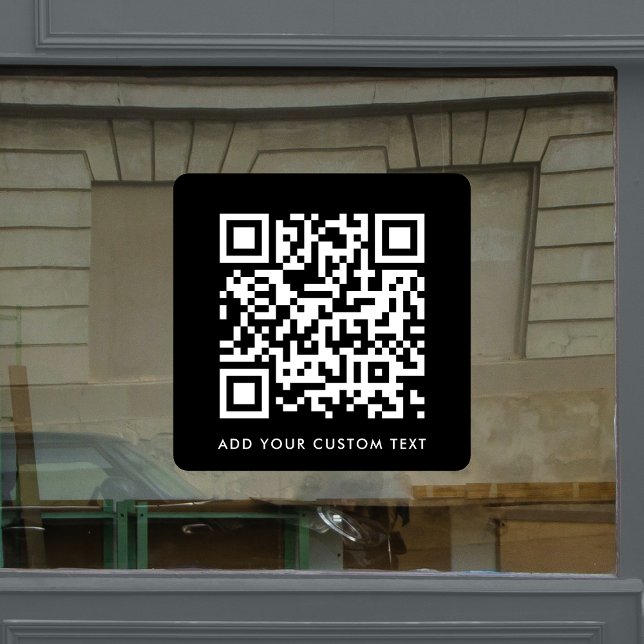 QR-Code | Modernes Schwarzes Stilvolles Scannable Fensteraufkleber (Versatile editable window cling template with interactive QR code for business or personal use.)