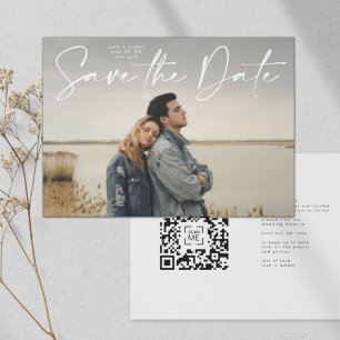 QR-Code Modernes Skript Save the Date Hochzeit Einladung