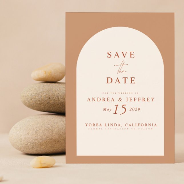 QR-Code Modernes Terracotta-Arch-Foto Save the Dat Save The Date (Save the Date for our wedding!  #LoveBegins)