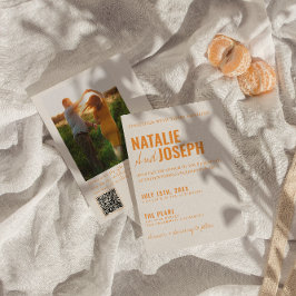 QR-Code Modernes, traditionelles Foto Hochzeit Einladung