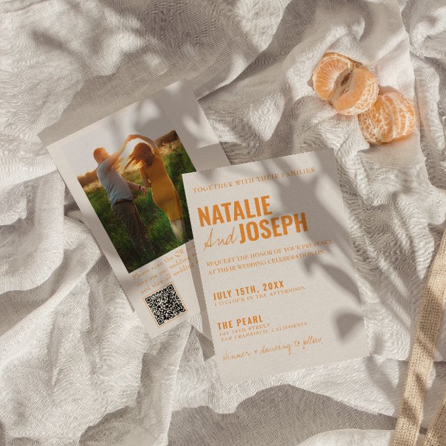 QR-Code Modernes, traditionelles Foto Hochzeit Einladung (Von Creator hochgeladen)