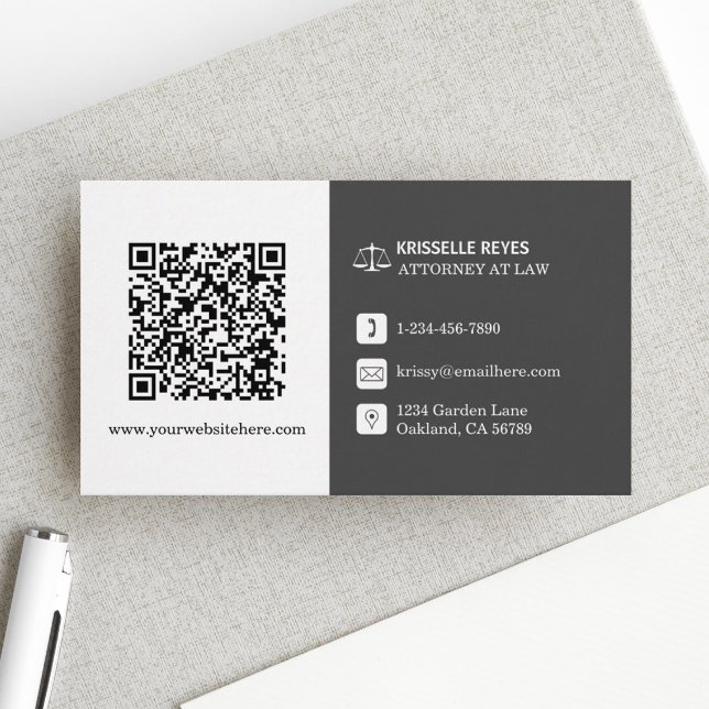 QR-Code Modernes Weiß und Grau Beruflich Visitenkarte (Make an impact with these professional business cards, showcasing your brand and credibility.)