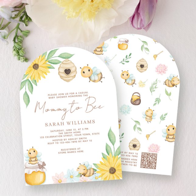 QR Code Mommy to bee Gender Neutral Baby Shower Einladung (Von Creator hochgeladen)