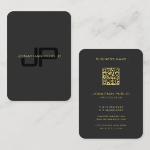 QR-Code Monogram-Vorlage Schwarz und Gold Mighty Visitenkarte