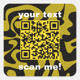 QR Code Mustard Gold Gelb Schwarz hell Modern Quadratischer Aufkleber