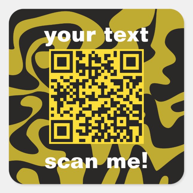 QR Code Mustard Gold Gelb Schwarz hell Modern Quadratischer Aufkleber (Vorderseite)