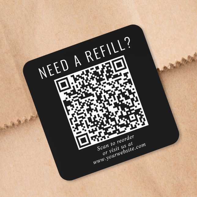 QR Code Nachfüllung Schwarz Quadratischer Aufkleber (Von Creator hochgeladen)