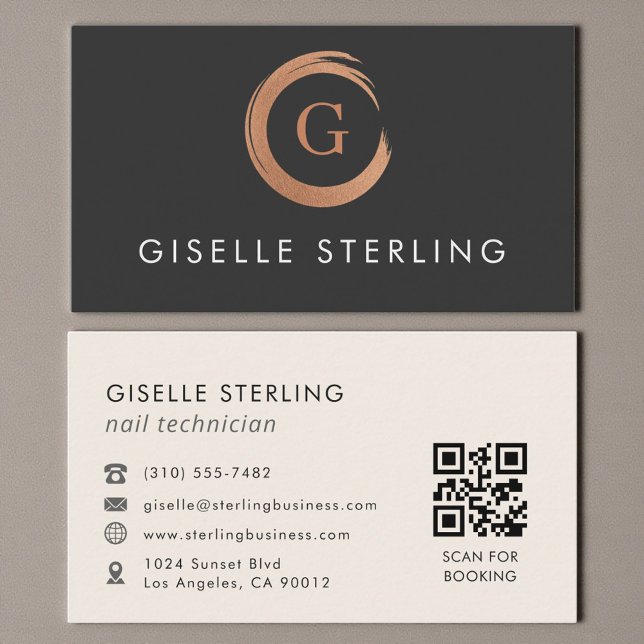 QR-Code-Nageltechniker Modern Minimalistisch Visitenkarte (Von Creator hochgeladen)