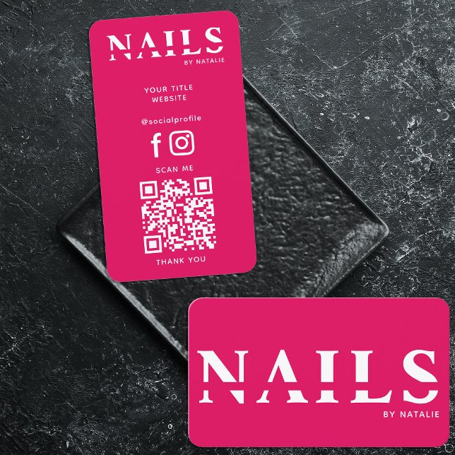 QR Code Nail Salon Nageltechniker Branding Cool Visitenkarte (Von Creator hochgeladen)