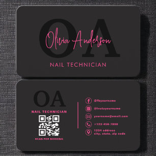 QR Code Nail Specialist Artist Moderne Typografie Visitenkarte