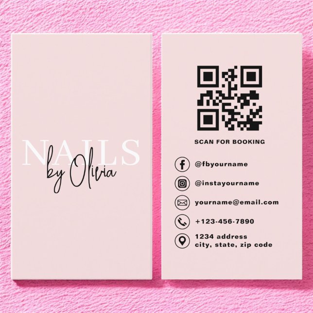 QR Code Nail Specialist Artist Moderne Typografie Visitenkarte (Von Creator hochgeladen)