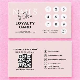 QR Code Nail Specialist Blush Pink Loyalitätskarte Visitenkarte