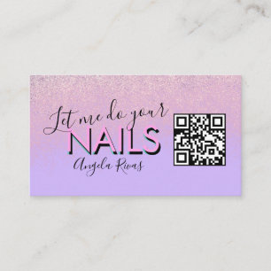 QR CODE Nails Salon Quote Rosa Violett Visitenkarte