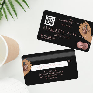 QR-Code Nails Technischer Kreditkarte Rose Gold Visitenkarte
