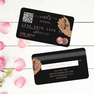QR-Code Nails Technischer Kreditkarte Rose Gold Visitenkarte
