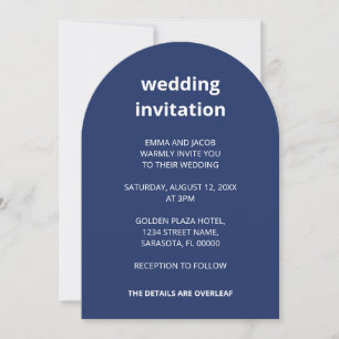 QR Code Navy Blau in einer Hochzeit Einladung