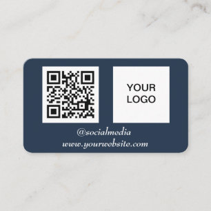 QR Code Navy Blue Beruflich Modern Social Media Visitenkarte