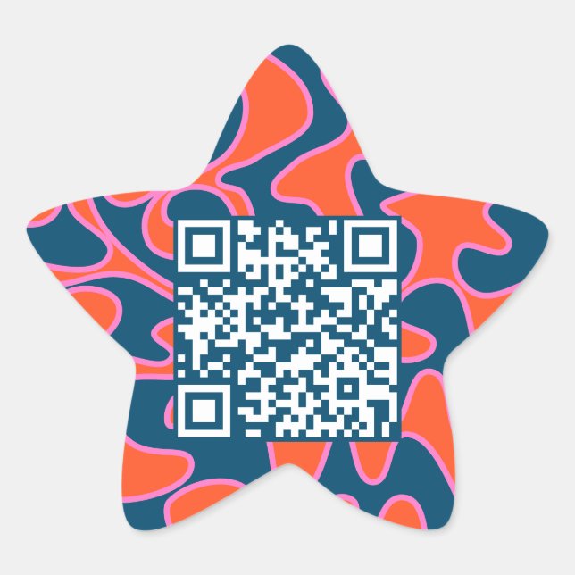QR Code Navy Blue Orange Bright Modern Cool Stern-Aufkleber (Vorderseite)