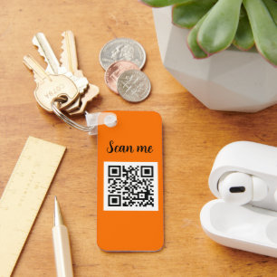 QR Code Neon Orange Elegant Business Company Schlüsselanhänger