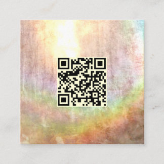 QR-Code Neutral Beige Stone Rainbow Abstrakt Art Quadratische Visitenkarte