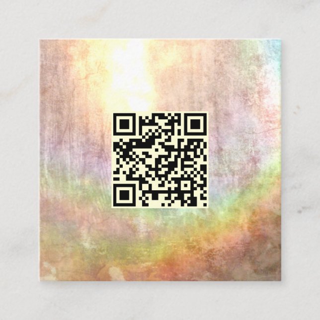 QR-Code Neutral Beige Stone Rainbow Abstrakt Art Quadratische Visitenkarte (Vorderseite)
