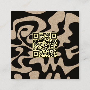 QR Code Neutral Cream Retro Groovy Natural Kraft Quadratische Visitenkarte
