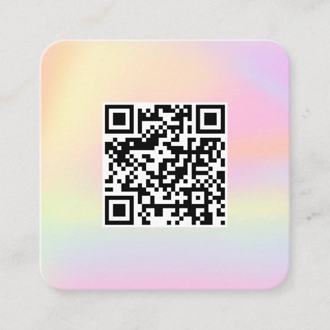 QR Code Niedlich Rainbow Holograph Make up Nail Ar Quadratische Visitenkarte (Vorderseite)