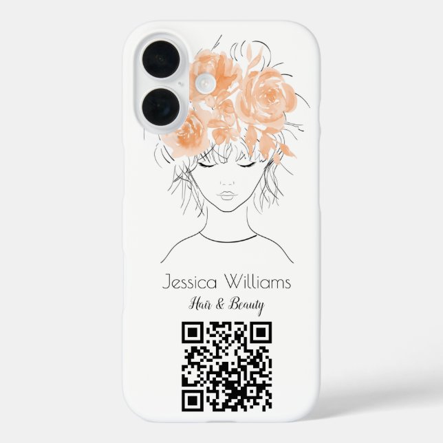 QR-Code niedliche Girl-pfirsichfarbene Rose Case-Mate iPhone Hülle (Rückseite)