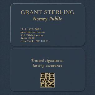 QR-Code Notar Navy Blau Gold Visitenkarte