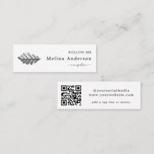 QR Code Oak Leaf Social Media Mini Business Card Mini Visitenkarte