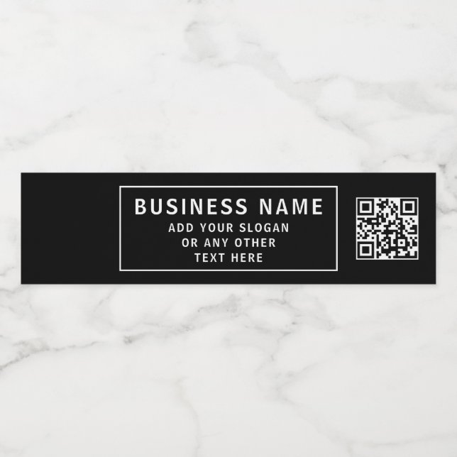 QR-Code oder Logo & anpassbarer Text hochladen Wasserflaschenetikett (Einzelnes Label)