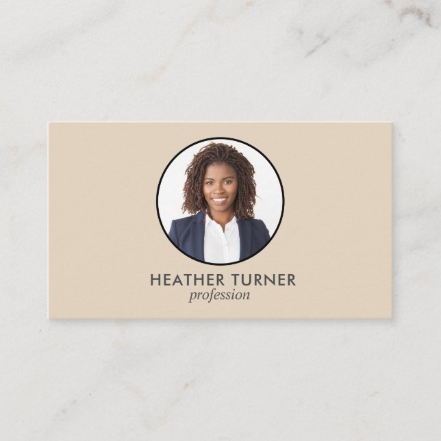 QR-CODE oder Logo-Berufliches Headshot-Foto Ecrù Visitenkarte (Vorderseite)