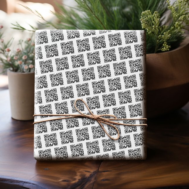 QR-Code oder -Logo hinzufügen - Business Minimalis Geschenkpapier (Custom Wrapping Paper with Your QR Code or Logo - Add Your Logo for a fun personalized gift paper!)