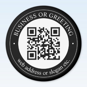 QR-Code oder Logo hochladen Modern Schwarz Magnet