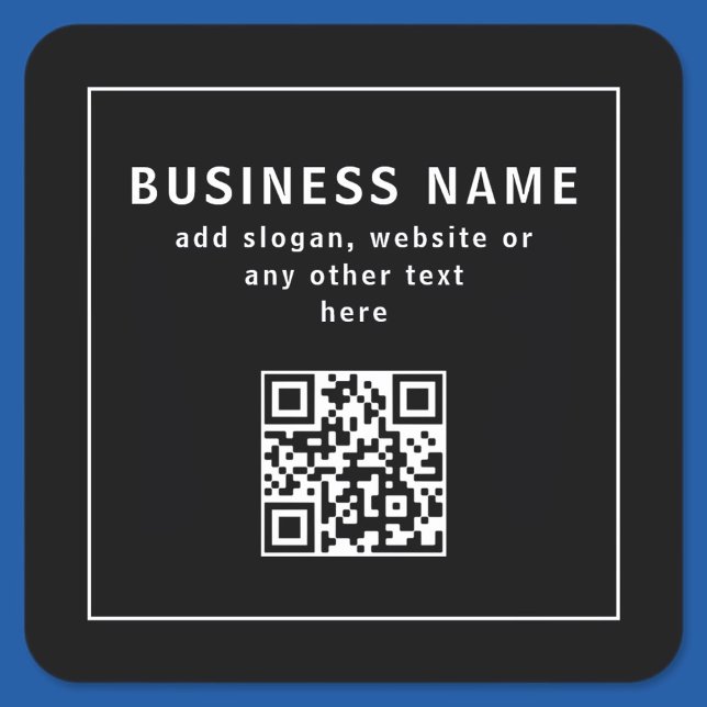QR-Code oder Logo hochladen | Modern Schwarz Quadratischer Aufkleber (Von Creator hochgeladen)
