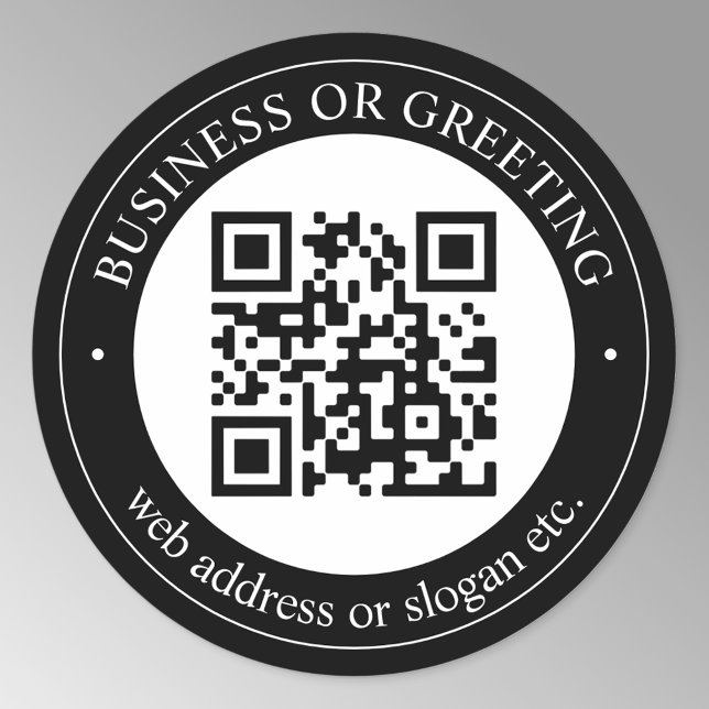 QR-Code oder Logo hochladen | Modern Schwarz Runder Aufkleber (Von Creator hochgeladen)