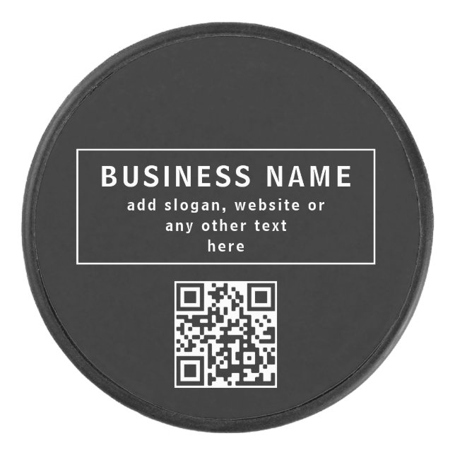 QR-Code oder Logo hochladen | Modernes Schwarz Eishockey Puck (Vorderseite)