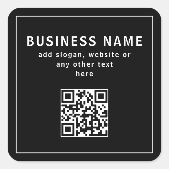 QR-Code oder Logo hochladen | Modernes Schwarz Quadratischer Aufkleber (Vorderseite)