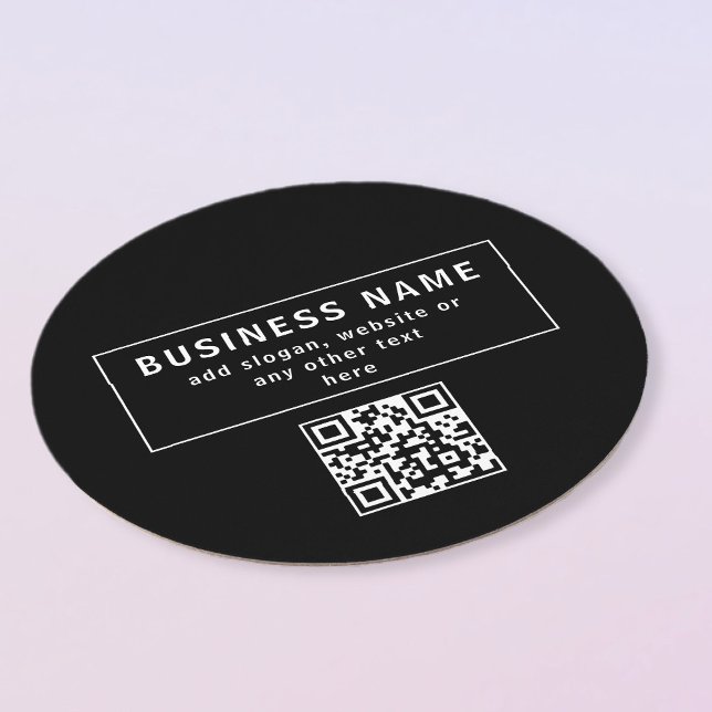 QR-Code oder Logo hochladen | Modernes Schwarz Runder Pappuntersetzer (Von Creator hochgeladen)