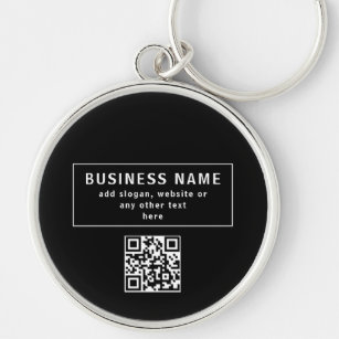 QR-Code oder Logo hochladen   Modernes Schwarz Schlüsselanhänger