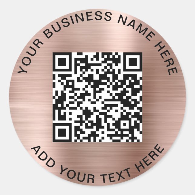 QR-Code oder Logo-Werbeaktion Rose Gold Runder Aufkleber (Vorderseite)